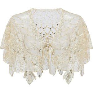 BABEYOND 1920s Beaded Shawl Wrap, Evening Cape Bolero for Weddings & Parties